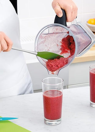 Tovolo Jar Spatula Silicone Long Stainless Steel Handle Scraper Spatula Pesto Green, Jar Scraper Heat Resistant Dishwasher Safe BPA Free Kitchen Utensil for Scraping Spreading Jelly Peanut Butter