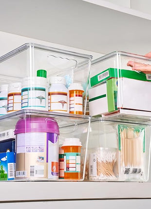 theaoo Clear Storage Bins with Lids Stackable - Large Plastic Containers for Pantry Organization and Storage - Perfect for kitchen,Fridge,Laundry Room,Bathroom,Garage,Closet,Cabinet Organizer -10 Pack