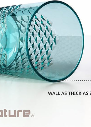 Cupture Diamond Plastic Tumblers BPA Free, 24 oz / 14 oz, 8-Pack (Assorted Colors)