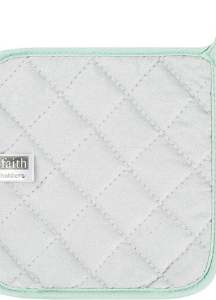 100% Cotton Kitchen Everyday Basic Terry Pot Holder Heat Resistant Coaster Potholder for Cooking and Baking Set of 5 Mint Green