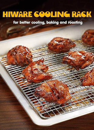 Hiware 2-Pack Cooling Racks for Baking - 8.5" x 12" - Quarter Size - Stainless Steel Wire Cookie Rack Fits Quarter Sheet Pan, Oven Safe for Cooking, Roasting, Grilling