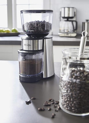Mr. Coffee Automatic Burr Mill Coffee Grinder with 18 Custom Grinders Silver