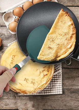 Silicone Spatula Set of 2 for Nonstick Cookware,Tenta Tenta Kitchen Slotted Angle Round Pancake Spatulas 600°F Heat Resistant Classic Rubber Spatula Set For Cooking-Dark Blue