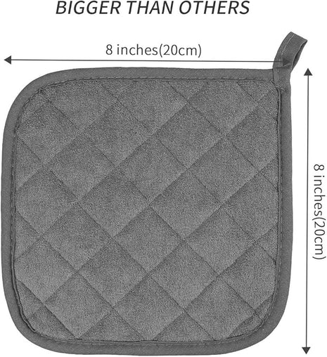 Pot Holders Cotton Made Machine Washable Heat Resistant Potholder, Pot Holder, Hot Pads, Trivet for Cooking and Baking (5, Dark Grey)