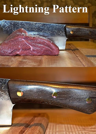 DRAGON RIOT Hand Forged Butcher Knife Cleaver 7.5 Inch High Carbon Steel Meat and Vegetable Cleaver Knife Full Tang Sharp Chef Knife for Kitchen Camping and BBQ