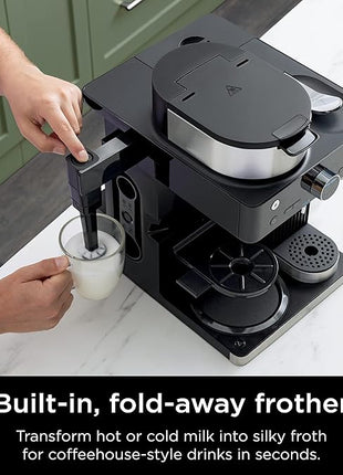 Ninja Espresso & Coffee Maker & Barista System, 3 Espresso Brew Styles, Single-Serve Coffee & Nespresso Capsule Compatible, Built-in Frother, Espresso, Cappuccino & Latte Maker, Black, CFN601