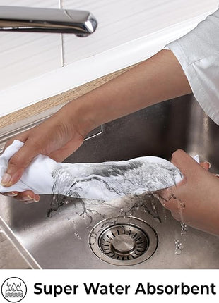 Urban Villa Kitchen Towels Set of 6 fall dish towels for kitchen 100% Cotton White Color Dish Cloths 20''X30'' Large Multi-Purpose Kitchen Hand Towels Highly Absorbent Kitchen Towels with hanging Loop