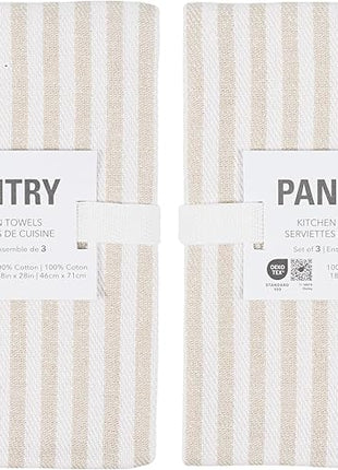 KAF Home Premium Kitchen Towels (18" x 28"), Large 100% Cotton, Flat & Terry Absorbent Dish Towel Set (Beige, 18 x 28-6 Pack)