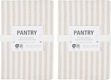 KAF Home Premium Kitchen Towels (18" x 28"), Large 100% Cotton, Flat & Terry Absorbent Dish Towel Set (Beige, 18 x 28-6 Pack)