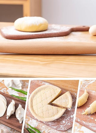 AISOSO French Rolling Pin, 15.75 Inches Wood Rolling Pins for Baking, Extra Long Classic Wooden Dough Roller for Fondant Pizza Pie Crust Cookie Pastry, Kitchen Baking Essentials, Light Yellow