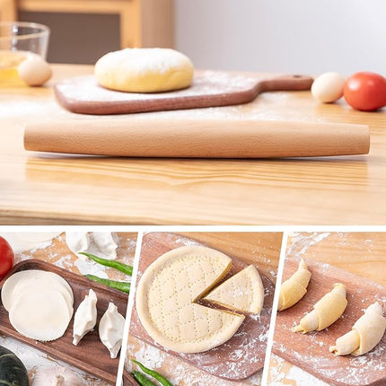 AISOSO French Rolling Pin, 15.75 Inches Wood Rolling Pins for Baking, Extra Long Classic Wooden Dough Roller for Fondant Pizza Pie Crust Cookie Pastry, Kitchen Baking Essentials, Light Yellow