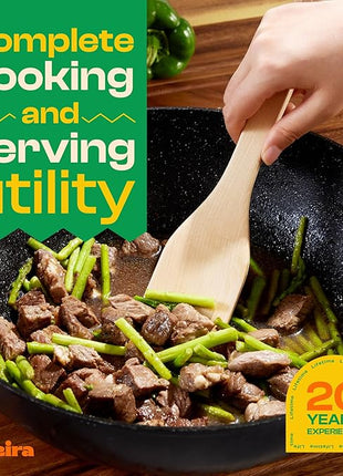 Riveira Walnut Wooden Spoons for Cooking Set of 3 – Natural Walnut Wooden Cooking Utensils, Spatula, Spoon - Premium Quality Utensil Set for Non-Toxic Cooking