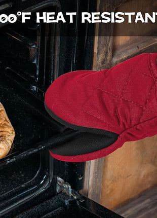 Oven Mitts and Pot Holders Set, Pack of 4, Heat Resistant Silicone Kitchen Mini Oven Mittens for 500 Degrees, Mini Oven Gloves and Hot Pads for Baking Grilling Barbecue Microwave Machine Washable