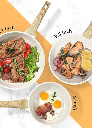 GiPP Nonstick Frying Pan Skillet - 8" White Granite Non Stick Pans, Omelette Pan with Heat-Resistant Handle, Compatible with All Stovetops, PFOA Free