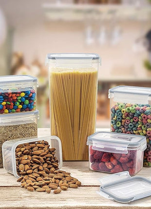 Wildone Airtight Food Storage Containers with Lids, 14PC Plastic Kitchen Containers Storage Set for Pantry Organization and Storage, Cereal, Flour and Sugar Containers, Include 20 Labels & Pen
