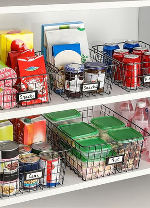 6 Pack Wire Baskets for Pantry Organization and Storage, Kitchen Organizer, 2 XXLarge & 2 XLarge & 2 Large