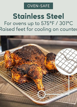 Ultra Cuisine Oven-Safe, Dishwasher-Safe 100% Stainless Steel Cooling & Baking Rack Set - Tight-Wire Bake for Oven Cooking - Heavy Duty - 8.5x12 - Set of 2 - Small Quarter Sheet Pan Cooling Racks