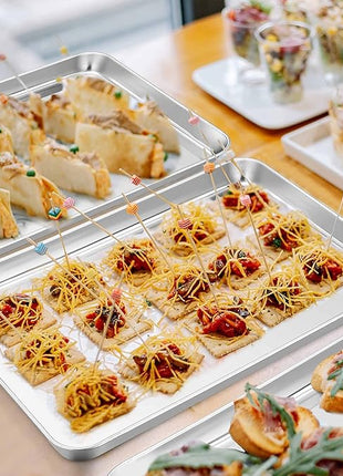 TeamFar Toaster Oven Pan Set of 2, Stainless Steel Toaster Oven Baking Tray Ovenware, 12.5’’x 9.5’’x1’’, Non Toxic & Healthy, Rust Free & Mirror Finish, Easy Clean & Dishwasher Safe