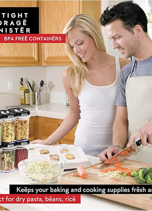 DWËLLZA KITCHEN Airtight Food Storage Containers with Lids – 6 Piece Set Air Tight Kitchen Storage Containers for Pantry Organization and Storage - Clear Plastic BPA-Free - Keeps Food Fresh & Dry