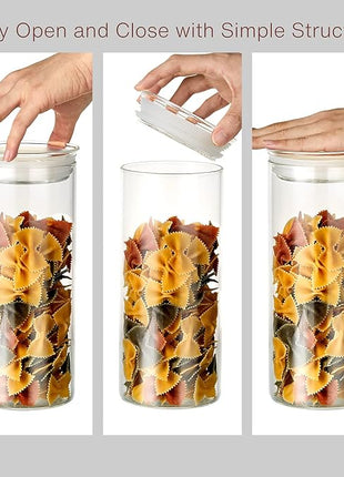 ZENS Glass Canisters Jar with Lid, Airtight Sealed 15 Fluid Ounce Spice Jars Sets of 2, Clear Small Kitchen Storage Containers for Herbs,Tea 4.76 x 3.15 IN