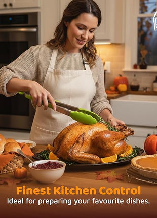 Popco 3 Piece Kitchen Tongs Set 7, 9, 12 Inch - Stainless Steel Nonstick Tongs with Silicone Tips - Heat Resistant and Dishwasher Safe for Cooking, Grilling, Salad, and Everyday Serving