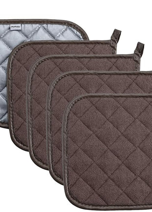 Pot Holders Cotton Made Machine Washable Heat Resistant Potholder, Pot Holder, Hot Pads, Trivet for Cooking and Baking (5, Brown)