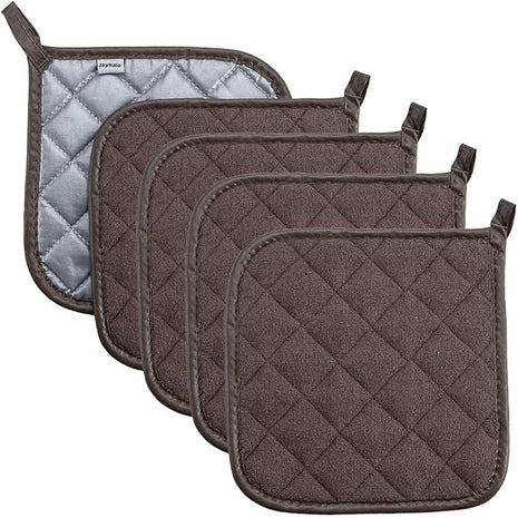 Pot Holders Cotton Made Machine Washable Heat Resistant Potholder, Pot Holder, Hot Pads, Trivet for Cooking and Baking (5, Brown)