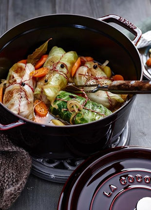 Staub Cast Iron Round Dutch Oven, Made in France, Grenadine, 4-qt, Serves 4-6 people