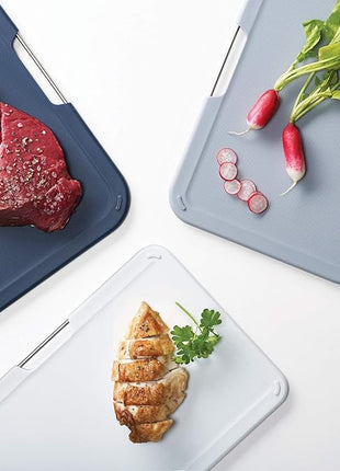 Joseph Joseph Nest 3 Piece Color Coded Cutting Board Set With Storage Stand, Regular - Grey/Blue