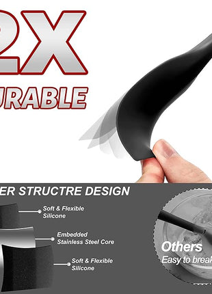 Anaeat 4 Piece Silicone Spatula Set - Seamless One-Pieces Design - Non Stick Rubber Spatulas Kitchen Scraper for Baking, Cooking, Scraping & Mixing, Heat Resistant & BPA Free & Dishwasher Safe (Black)