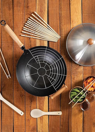 Joyce Chen 22-9938, Pro Chef 14 Inch 10 Piece Excalibur Non-Stick Wok Set