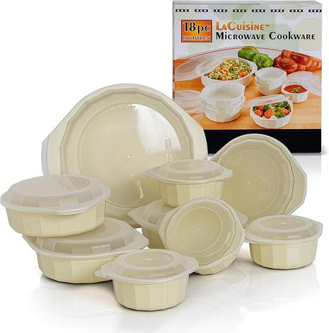 LaCuisine 18 Piece Microwave Cookware Set, White