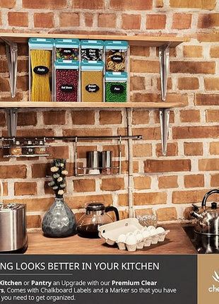 Airtight Food Storage Containers for Pantry Organization & Storage - 7 PC Pantry Organizer Plastic Containers for Food with Flip Lock Lids - Stackable Sugar Container & Food Storage Canisters (Teal)