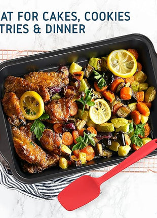 Baking Pan Set, 15 Piece Premium Nonstick Bakeware Sets BPA Free, Cookie Sheets Nonstick Steel Baking Sheets for Oven with Muffin Pan, Cake Pan & Kitchen Utensils - Black