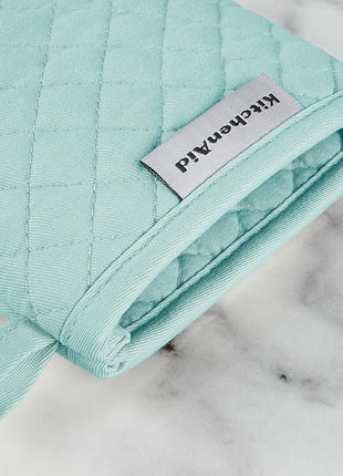 KitchenAid Asteroid Mini Oven Mitt 2-Pack Set, Mineral Water Aqua, 5.5"x8"