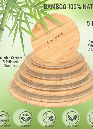 Glass Mixing Bowls Bamboo Lids - Lids are compatible with all Glass Mixing Bowls Set