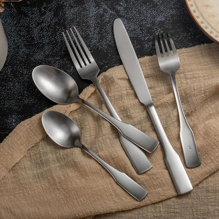 Alata Kate Satin 20-Piece Silverware Set,Service for 4,Stainless Steel Flatware Set,Matte Satin Polished Cutlery Set,Dishwasher Safe