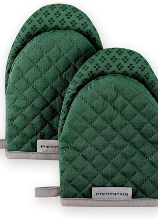 KitchenAid Asteroid Mini Oven Mitt Set, 5.5"x8", Dark Green, 2 Piece