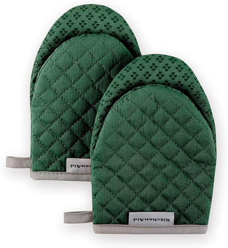 KitchenAid Asteroid Mini Oven Mitt Set, 5.5"x8", Dark Green, 2 Piece
