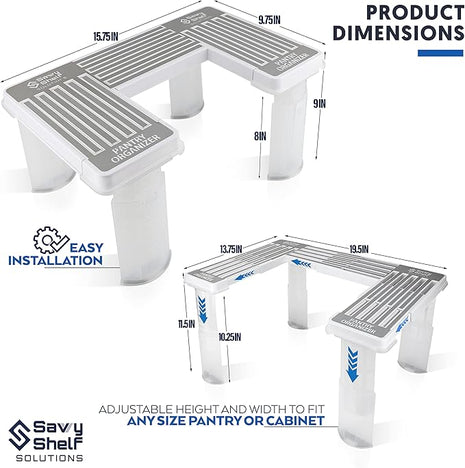 Savvy Shelf Adjustable Pantry & Can Storage Organizer - Kitchen Cabinet - Pantry Organization & Storage Can Organizer for Cupboard