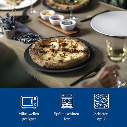 Villeroy & Boch Manufacture Rock Pizza/Buffet Plate, 12.5 in, Premium Porcelain, Black