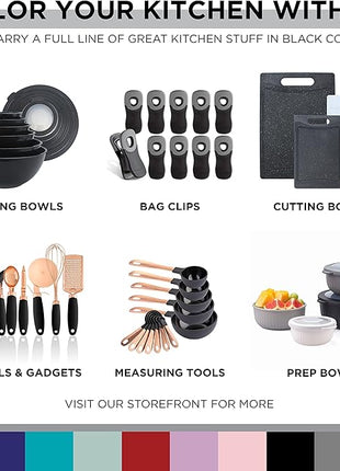 COOK WITH COLOR Silicone Cooking Utensils, Kitchen Utensil Set, Easy to Clean Silicone Kitchen Utensils, Cooking Utensils for Nonstick Cookware, Kitchen Gadgets Set, Mini, Black