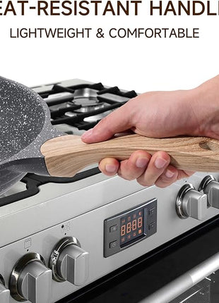 JEETEE 12.5 Inch Nonstick Frying Pan, Stone Coating Cookware, Nonstick Omelette Pan with Heat-Resistant Handle, Compatible with All Stoves (Grey)