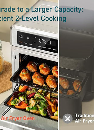 COSORI 11-in-1 Air Fryer Oven , 13Qt Small Footprint Airfryer combo with Rotisserie, Toast, Bake, Roast, Reheat Functions and more, Recipe Book & 6 Accessories Included, Perfect for Small Contertop