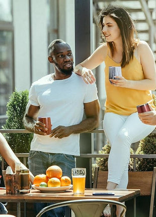 MEWAY Stemless 12 OZ Wine Tumbler Glasses with Lid -Insulated Double Wall Vacuum Stainless Steel Glitter Tumbler with Straw,for Woman Under 10 dollars (Rainbow White,1)