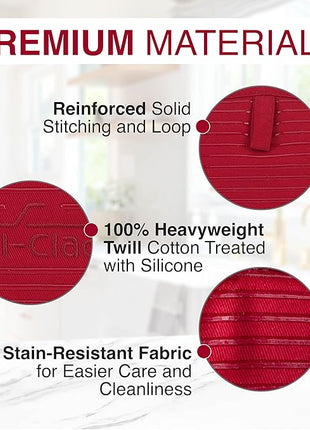 All-Clad Premium Pot Holder & Heating Pad, (2-Pack) Heat Resistant to 500 Degrees, 100% Cotton 10"x6.25" for Kitchen and Barbeque, Chili Red