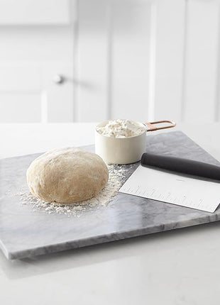 Amazon Basics Multi-Purpose Stainless Steel Scraper/Chopper with Contoured Grip, 6", Black, Silver