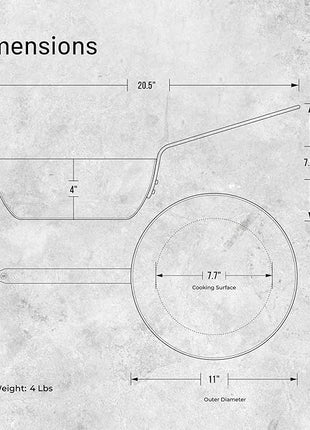 De Buyer MINERAL B Carbon Steel Country Fry Pan - 11” Diameter, 7.7” Cooking Surface - Ideal for Sauteing, Simmering, Deep Frying & Stir Frying - PFAS, PFOA & PFOS Free - Made in France
