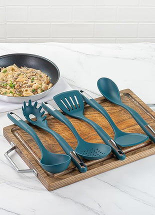 Restaurantware-Met Lux Kitchen Utensil Set, 1 Silicone Utensil Set - Consists 6 Pieces, High-Heat Tolerance, Teal Silicone Kitchen Utensils, For No-Stick Cookware