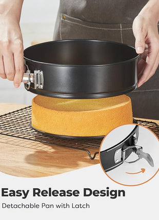 Kootek Cake Pan Set of 3, Nonstick Springform Pans with Removable Bottom, 4, 7, 9 Inch Round Cheesecake Baking Pans with 50 Pcs Parchment Paper Liners